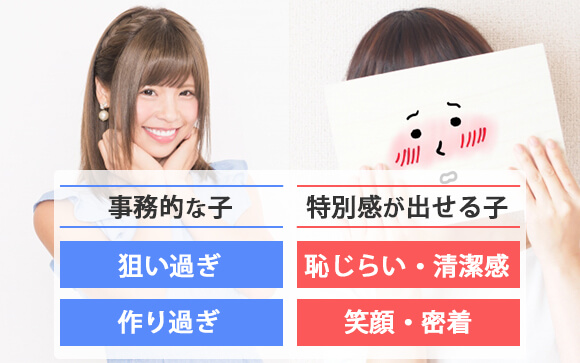 特別感が出せる子、事務的と言われる子