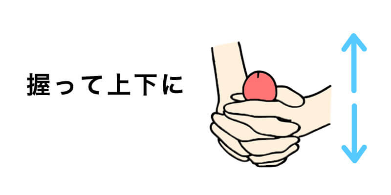 08：両手で握って、上下に擦る