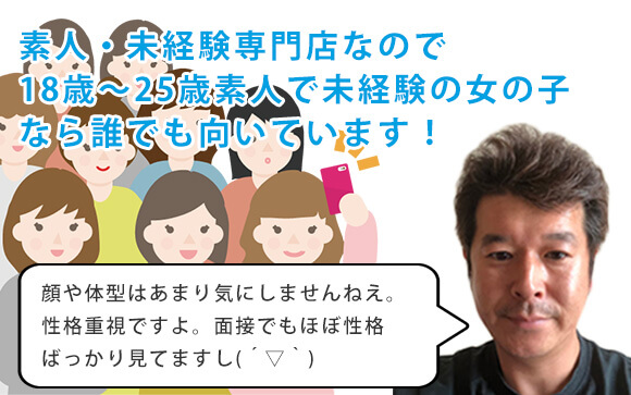 素人・未経験の18歳から25歳の女の子なら誰でもできるお仕事です