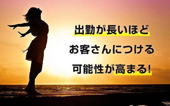 出勤を増やせば、お客さんにつける可能性はアップ