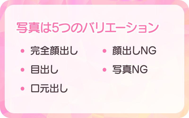 写真は5つのバリエーション