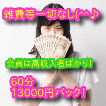 驚異の60分13000円バック♬